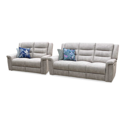 'Vega' Beige Microfiber Fabric 3 + 2 Seater Power Recliner Sofa Set