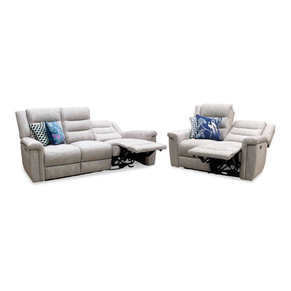 'Vega' Beige Microfiber Fabric 3 + 2 Seater Power Recliner Sofa Set