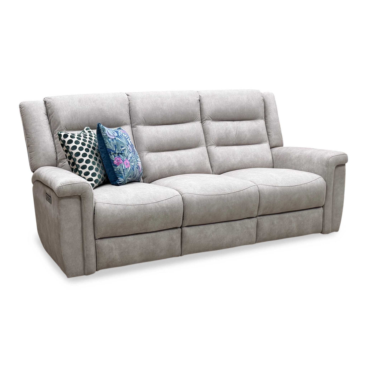 'Vega’ Beige Microfiber Fabric 3 Seater Power Recliner Sofa
