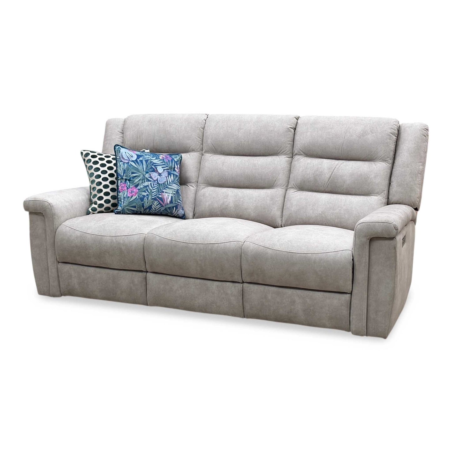 'Vega’ Beige Microfiber Fabric 3 Seater Power Recliner Sofa