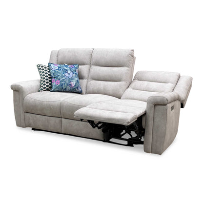 'Vega’ Beige Microfiber Fabric 3 Seater Power Recliner Sofa