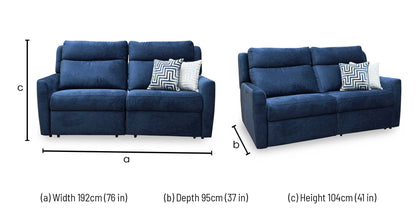G Plan ‘ Wren’ B282 Liso Atlantic Blue Fabric 2 Cushion 3 Seater Power Recliner Sofa