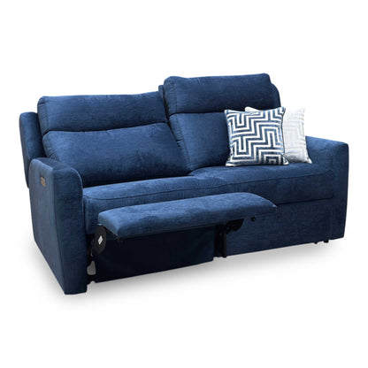 G Plan ‘ Wren’ B282 Liso Atlantic Blue Fabric 2 Cushion 3 Seater Power Recliner Sofa