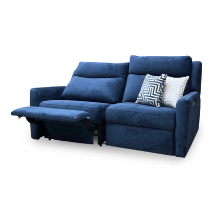 G Plan ‘ Wren’ B282 Liso Atlantic Blue Fabric 2 Cushion 3 Seater Power Recliner Sofa