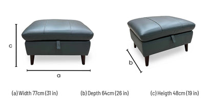 'Winner' Peacock Green Cat-40-09 Leather Storage Footstool