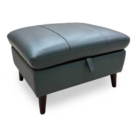'Winner' Peacock Green Cat-40-09 Leather Storage Footstool