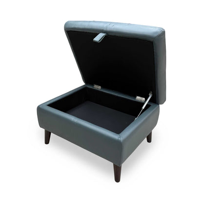 'Winner' Peacock Green Cat-40-09 Leather Storage Footstool