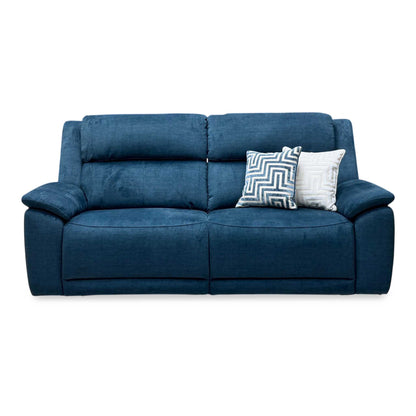 ‘Utah’ Giula Dark Blue Velvet Fabric 3 Seater Power Recliner Sofa with Power Headrests and Power Lumbar