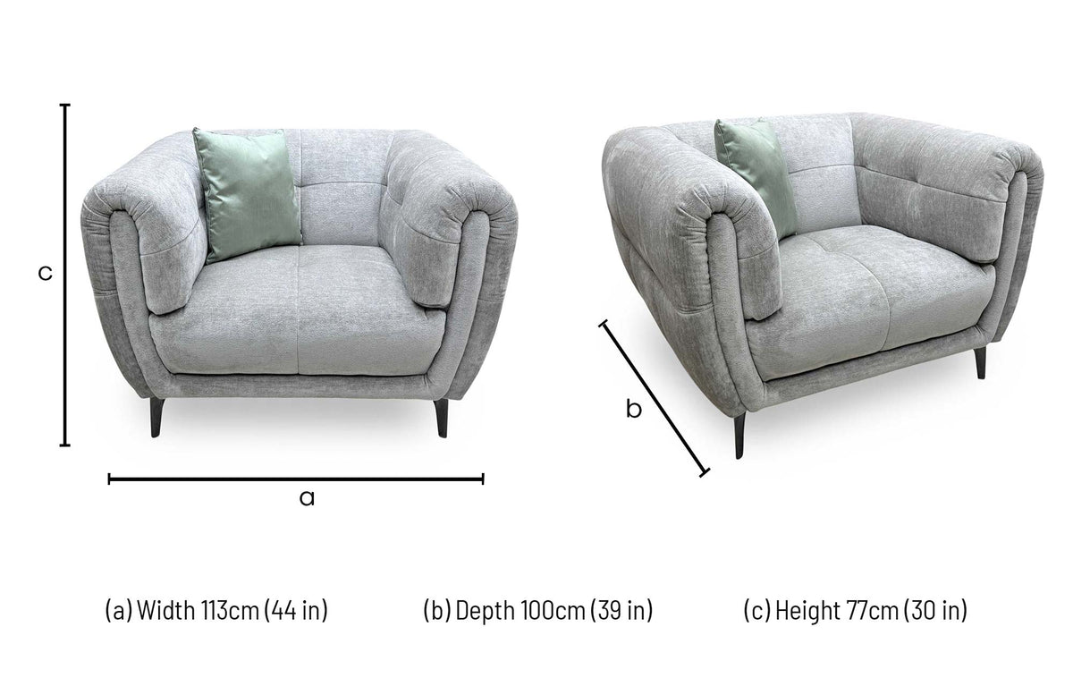 Ideal Home 'Sienna' Hudson Mist Grey 25451 Fabric Chair