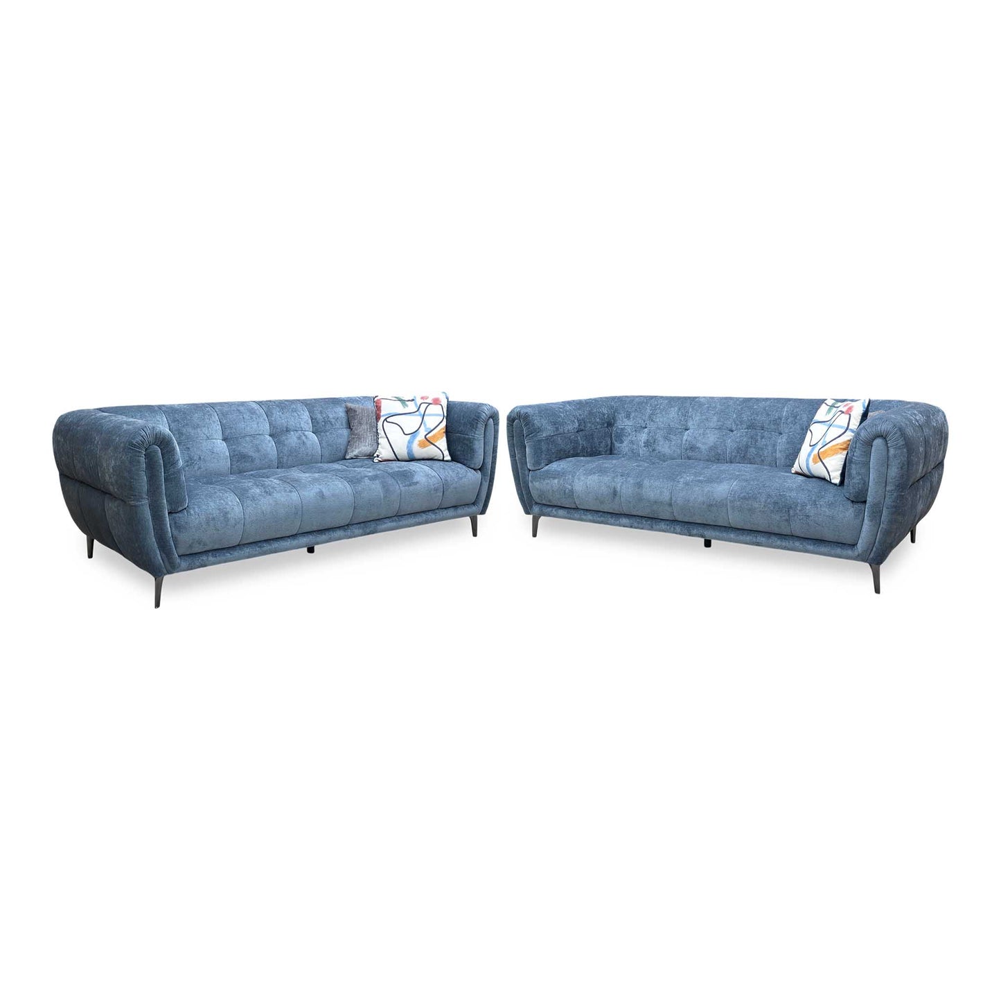 Ideal Home 'Sienna' Hudson Ocean Blue 25315 Fabric 3 + 3 Seater Sofa Set