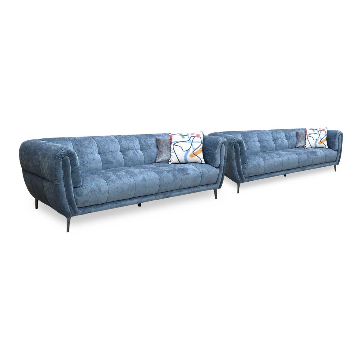 Ideal Home 'Sienna' Hudson Ocean Blue 25315 Fabric 3 + 3 Seater Sofa Set