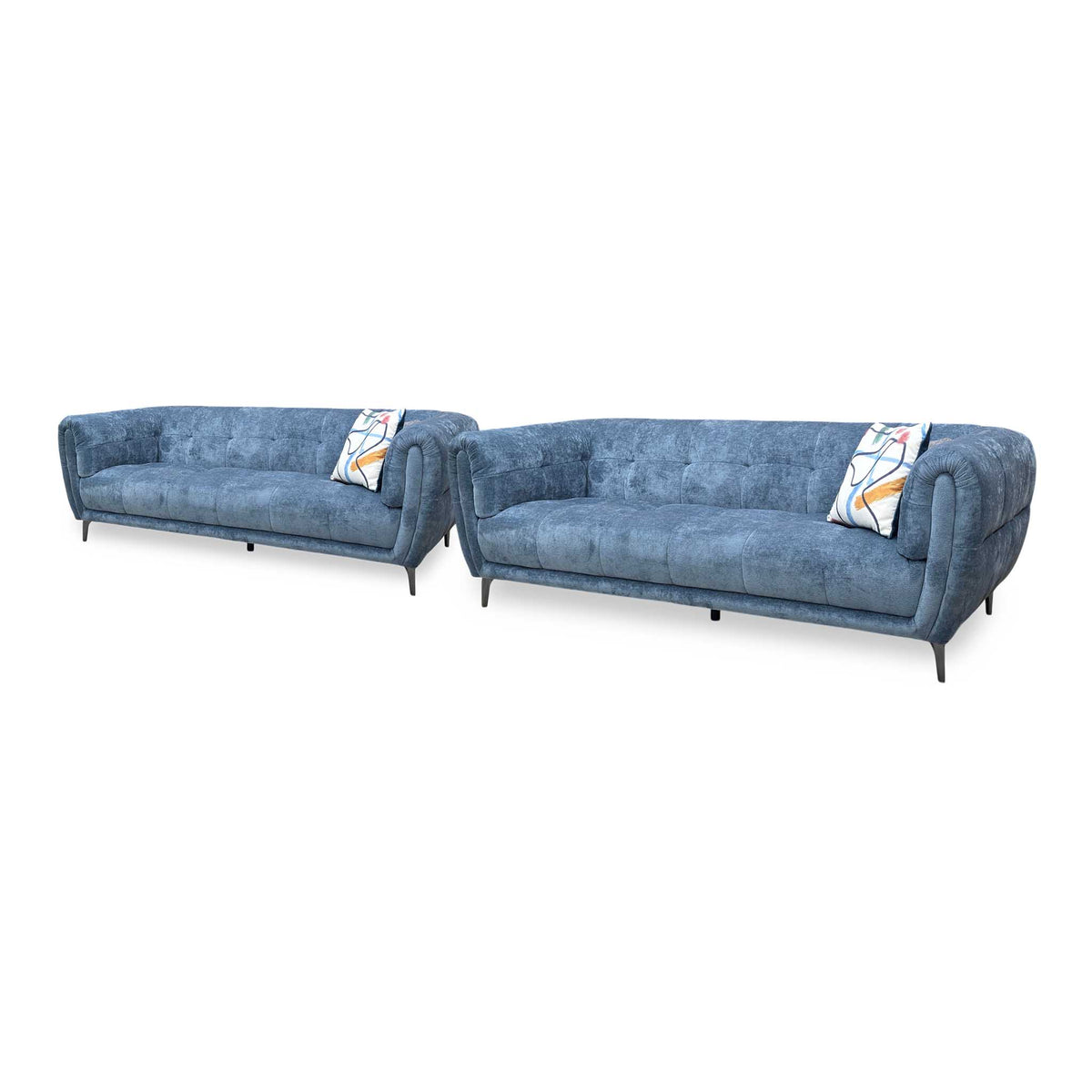 Ideal Home 'Sienna' Hudson Ocean Blue 25315 Fabric 3 + 3 Seater Sofa Set