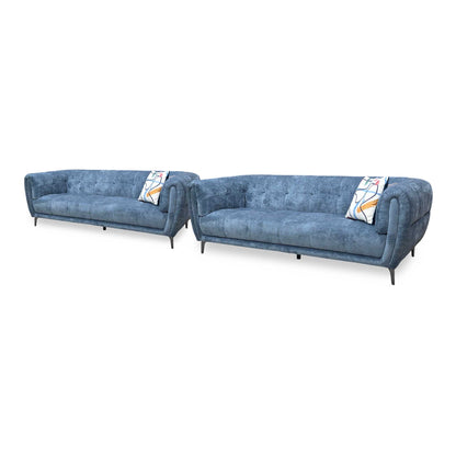 Ideal Home 'Sienna' Hudson Ocean Blue 25315 Fabric 3 + 3 Seater Sofa Set