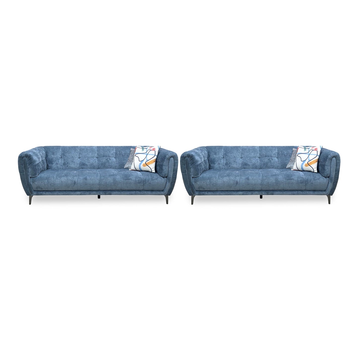 Ideal Home 'Sienna' Hudson Ocean Blue 25315 Fabric 3 + 3 Seater Sofa Set