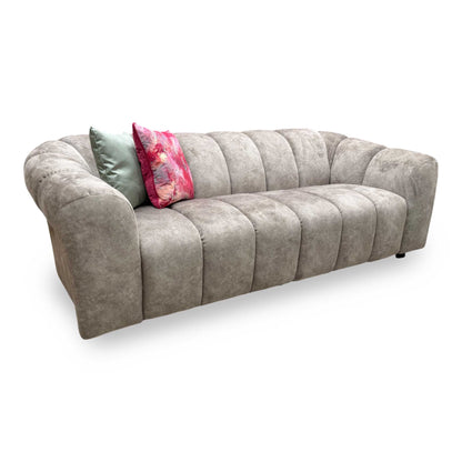 'Rhianna' Mink Velvet Fabric 3 Seater Sofa