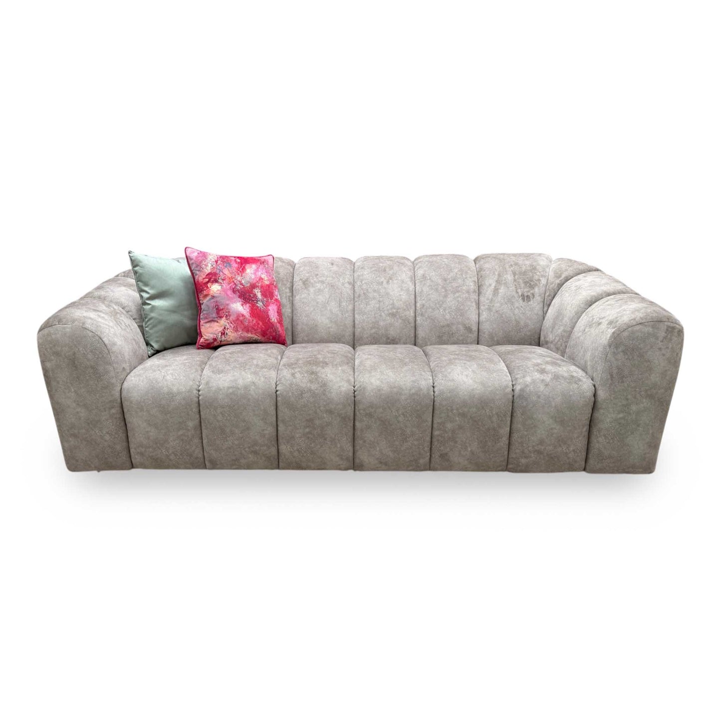 'Rhianna' Mink Velvet Fabric 3 Seater Sofa