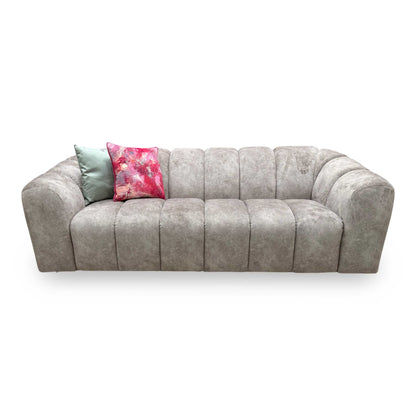 'Rhianna' Mink Velvet Fabric 3 Seater Sofa