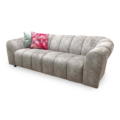'Rhianna' Mink Velvet Fabric 3 Seater Sofa