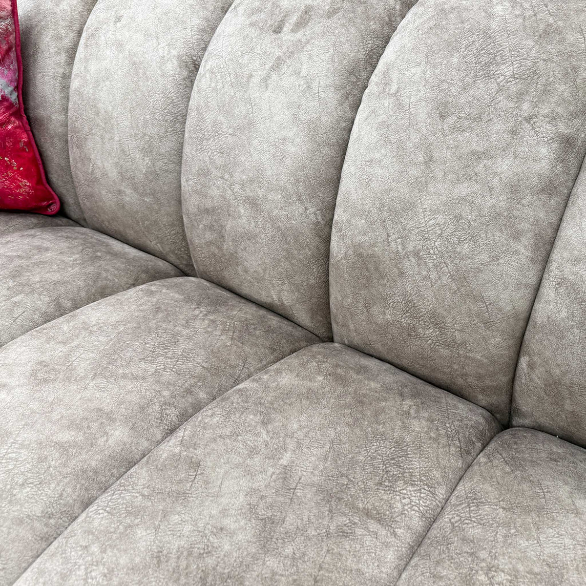'Rhianna' Mink Velvet Fabric 3 Seater Sofa