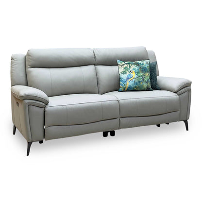 ‘Panache’ Lead Grey Leather 3 Seater Power Recliner Sofa with Power Headrests