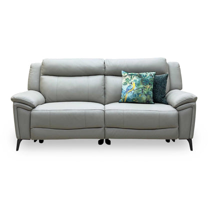 ‘Panache’ Lead Grey Leather 3 Seater Power Recliner Sofa with Power Headrests