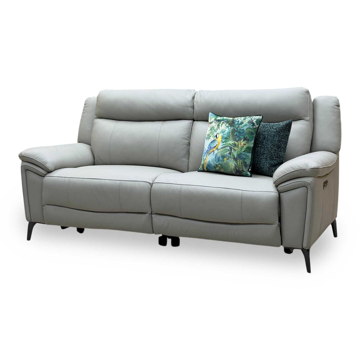 ‘Panache’ Lead Grey Leather 3 Seater Power Recliner Sofa with Power Headrests