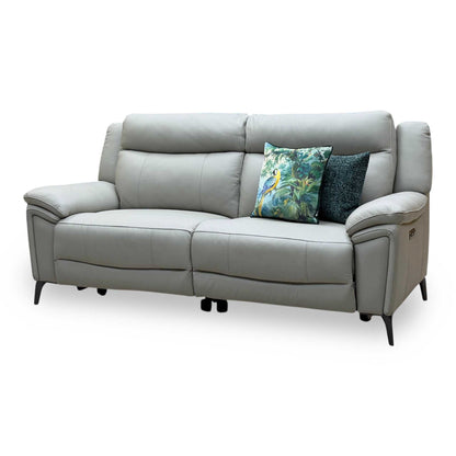 ‘Panache’ Lead Grey Leather 3 Seater Power Recliner Sofa with Power Headrests