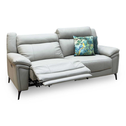 ‘Panache’ Lead Grey Leather 3 Seater Power Recliner Sofa with Power Headrests