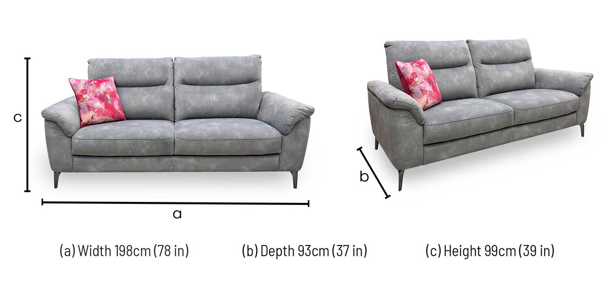 'Morgan' Dexter Mocha Grey Velvet Fabric 3 Seater Sofa
