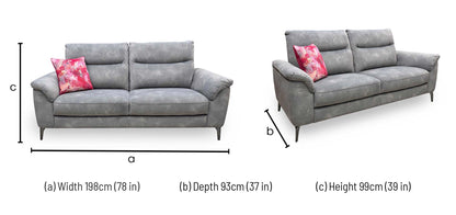 'Morgan' Dexter Mocha Grey Velvet Fabric 3 Seater Sofa