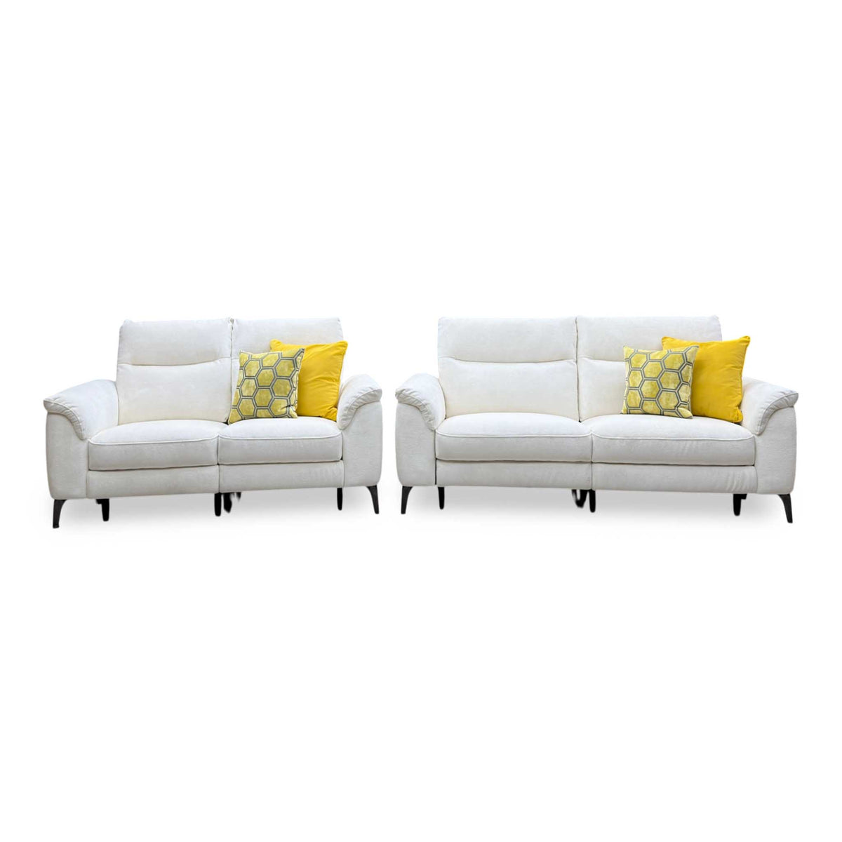 Morgan Hudson Ivory White Fabric 3 + 2 Seater Power Recliner Sofa Set – view 5