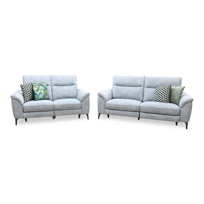 'Morgan' Dexter Smoke Grey Velvet Fabric 3 + 2 Seater Power Recliner Sofa Set