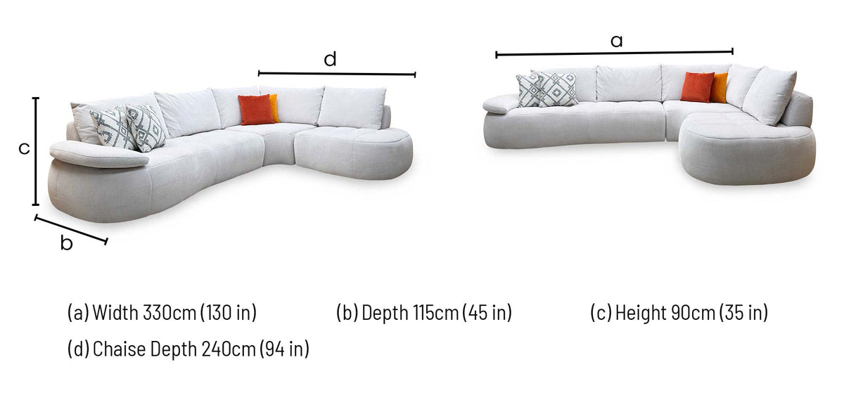 'Daniel' Grey Fabric Right Hand Facing Open End Corner Sofa