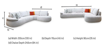 'Daniel' Grey Fabric Right Hand Facing Open End Corner Sofa
