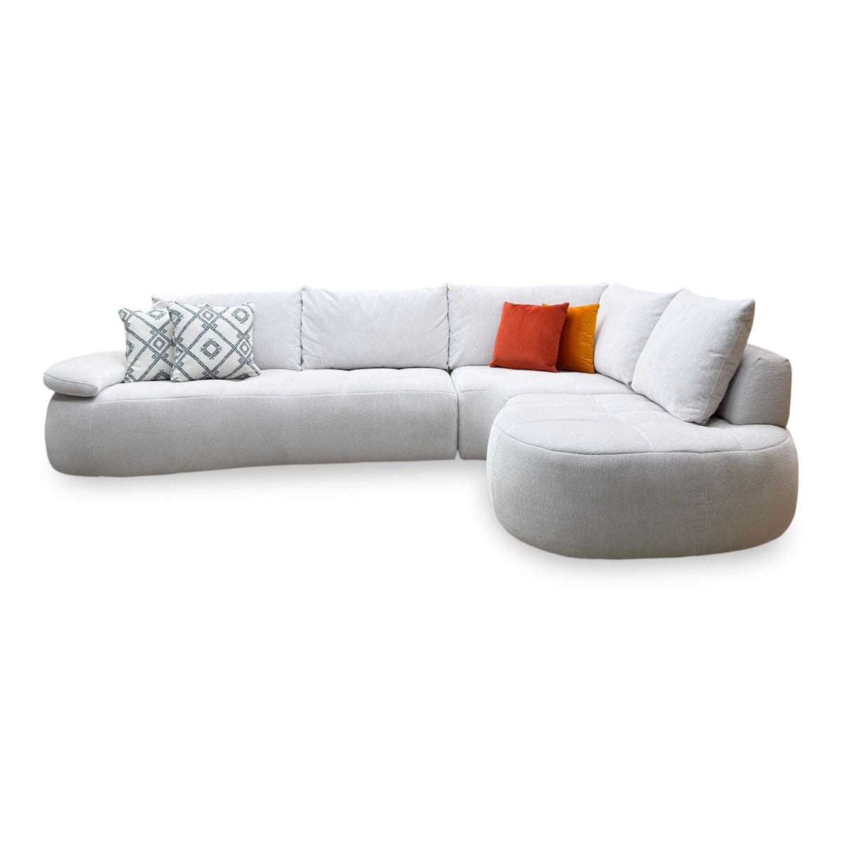 'Daniel' Grey Fabric Right Hand Facing Open End Corner Sofa