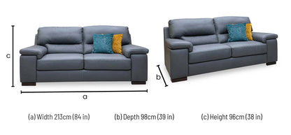 Marinelli ‘Carbone’ Tatto Grey 4370 Leather 3 Seater Sofa