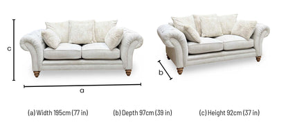Ideal Home ‘Cotswold’ Darwin Ivory Wo Ft Fabric 2 Seater Scatter Back Sofa