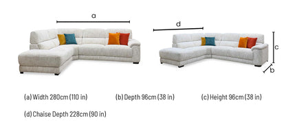 'Nova' Fab-Mga-R04 Beige Fabric Left Hand Facing Chaise End Sofa