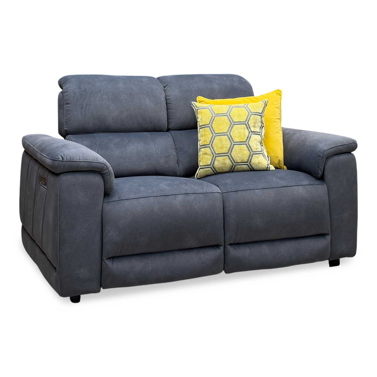 ‘Genius’ Dexter Shadow Grey Velvet Fabric 2 Seater Power Recliner Sofa with Power Headrests