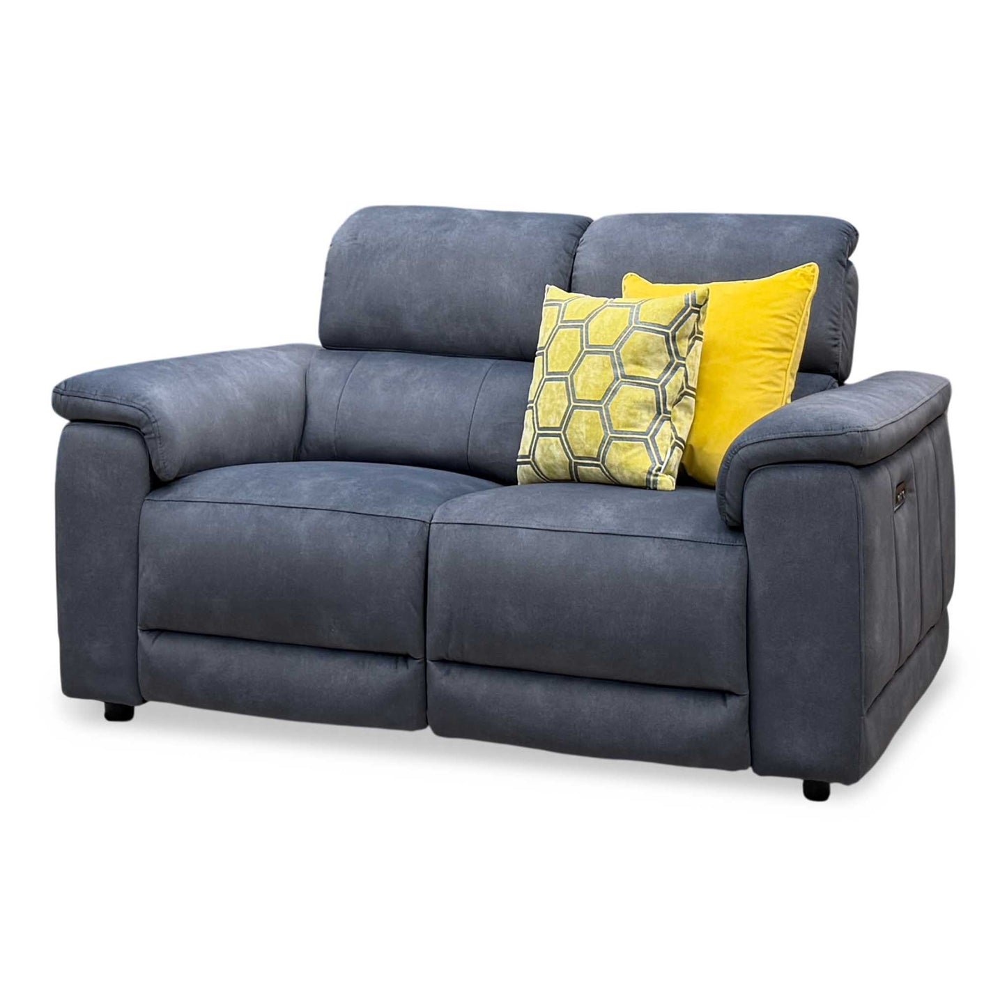 ‘Genius’ Dexter Shadow Grey Velvet Fabric 2 Seater Power Recliner Sofa with Power Headrests