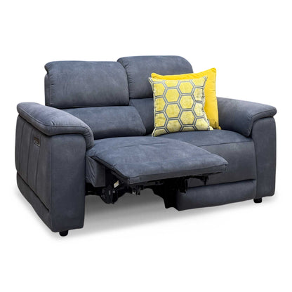 ‘Genius’ Dexter Shadow Grey Velvet Fabric 2 Seater Power Recliner Sofa with Power Headrests