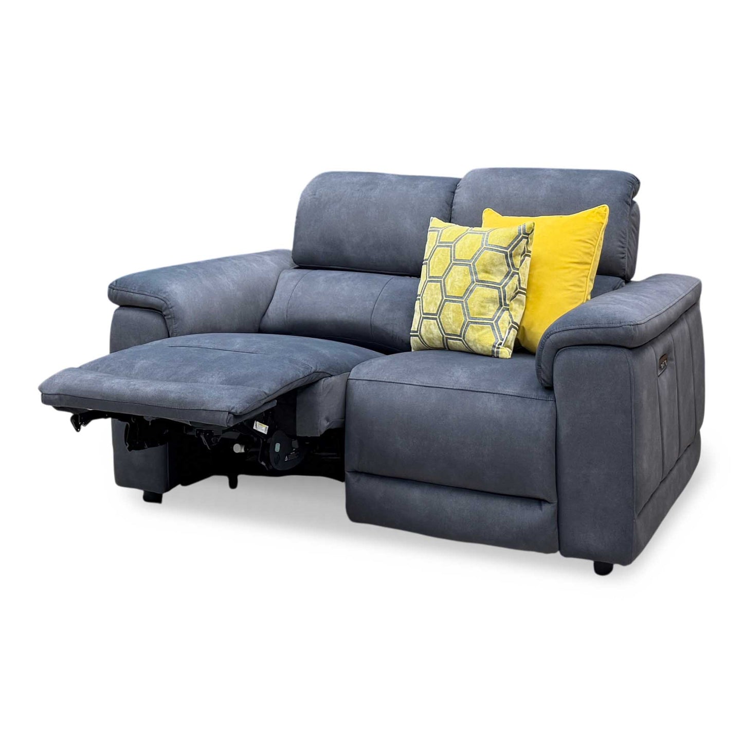 ‘Genius’ Dexter Shadow Grey Velvet Fabric 2 Seater Power Recliner Sofa with Power Headrests