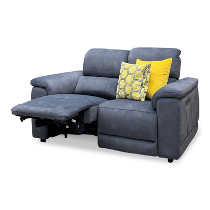 ‘Genius’ Dexter Shadow Grey Velvet Fabric 2 Seater Power Recliner Sofa with Power Headrests