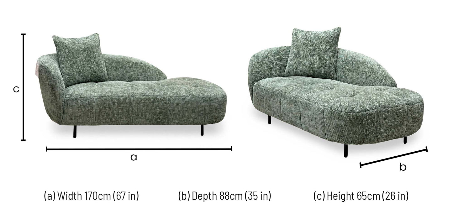 'Bridgerton' Fab-Coe-R801 Olive Green Woven Fabric Chaise Longue