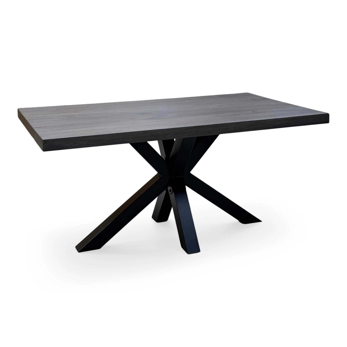 Bodahl 'Njord' 2 Smoked Solid Oak Straight Top 160cm Metal Star Base Dining Table with Sand Beige Fabric Set of 6 Swivel Dining Chairs