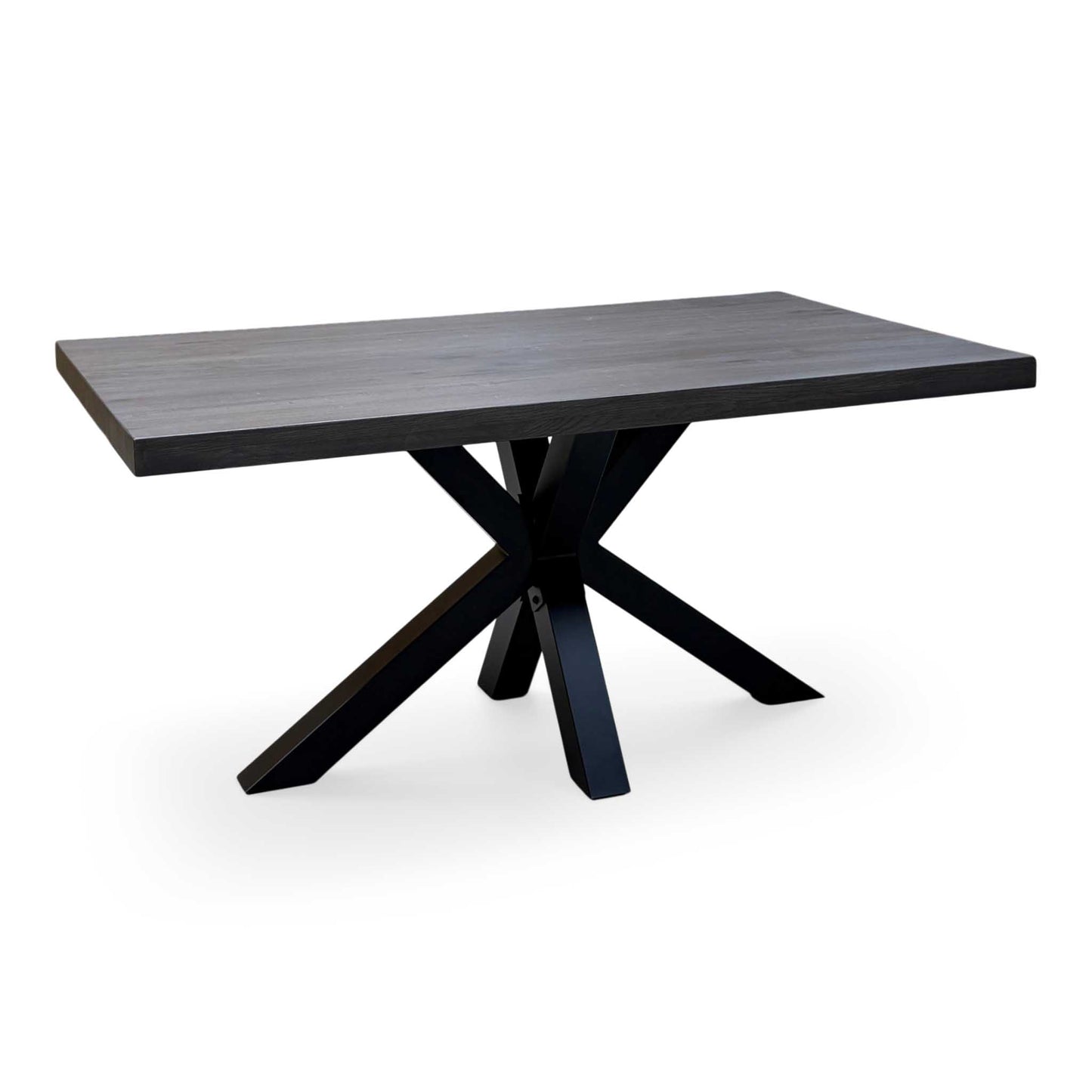 Bodahl 'Njord' 2 Smoked Solid Oak Straight Top 160cm Dining Table with Metal Star Base