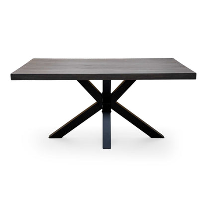 Bodahl 'Njord' 2 Smoked Solid Oak Straight Top 160cm Dining Table with Metal Star Base