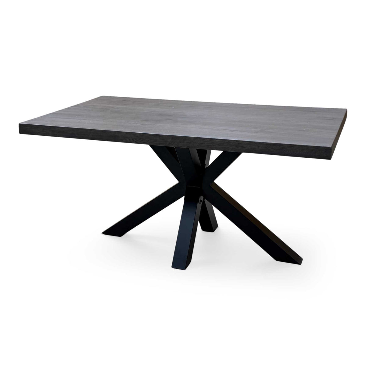 Bodahl 'Njord' 2 Smoked Solid Oak Straight Top 160cm Dining Table with Metal Star Base