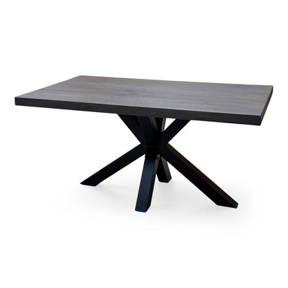 Bodahl 'Njord' 2 Smoked Solid Oak Straight Top 160cm Dining Table with Metal Star Base
