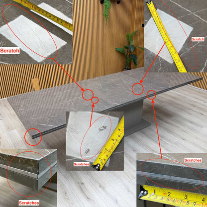 ‘Lusso’ High-Gloss Marble Effect Large Extending Dining Table + Extension Leaf + Extension Leaf